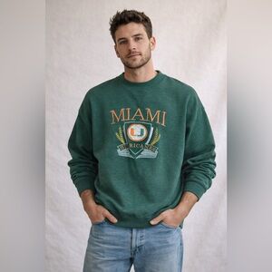Vintage Miami Hurricanes Embroidered Crewneck Sweatshirt – Green – Men’s Large
